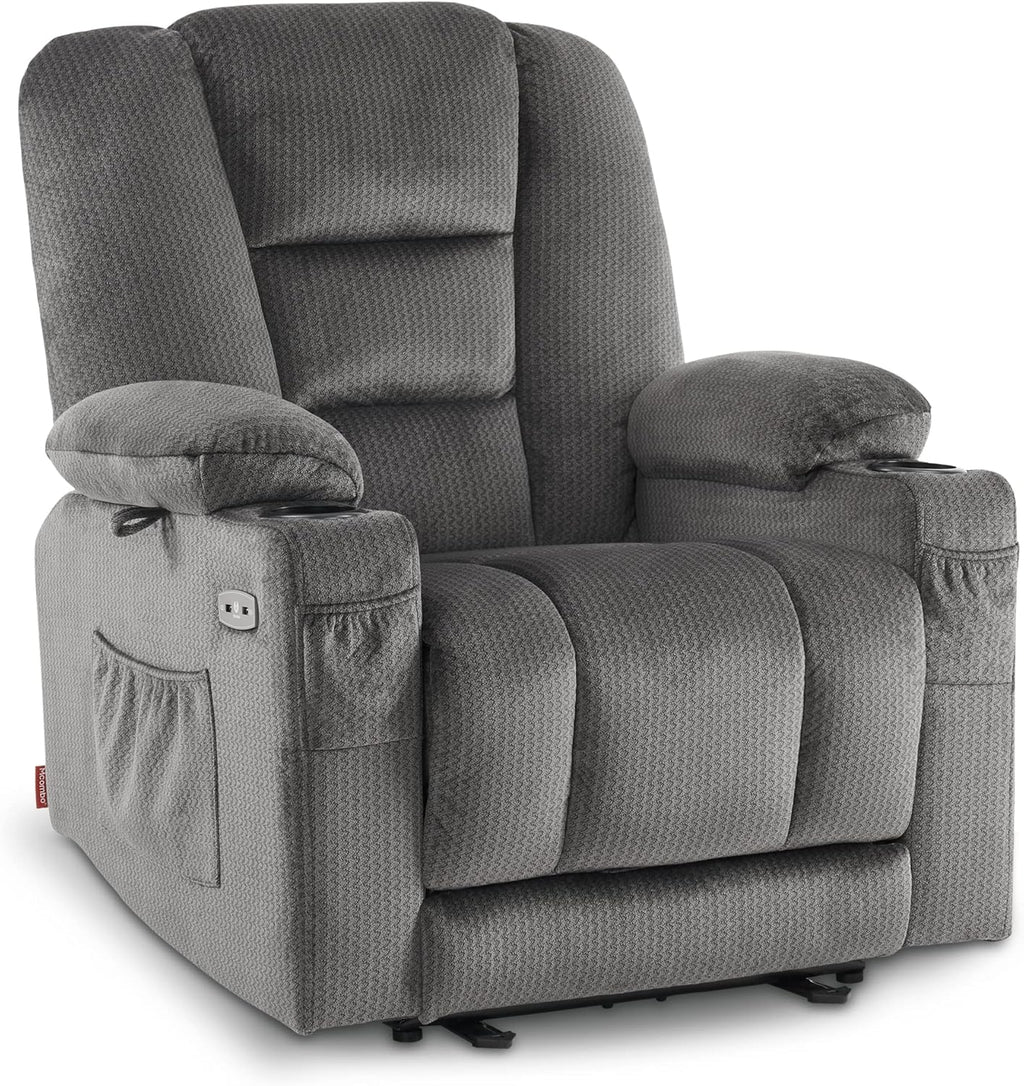 M MCombo Elektrischer Fernsehsessel Relaxsessel mit Liegefunktion, Massage & Wärme, USB-Anschluss, verstellbarer TV Sessel für Wohnzimmer