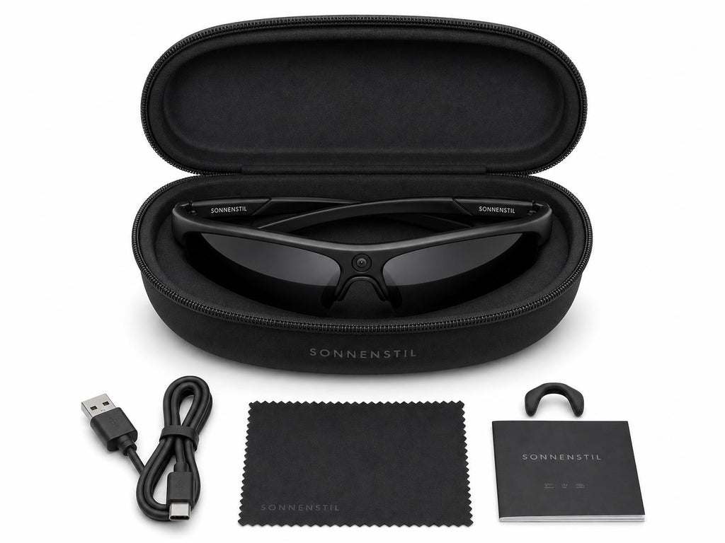 SONNENSTIL Cycling Kamera-Brille mit Schutzetui & Zubehör