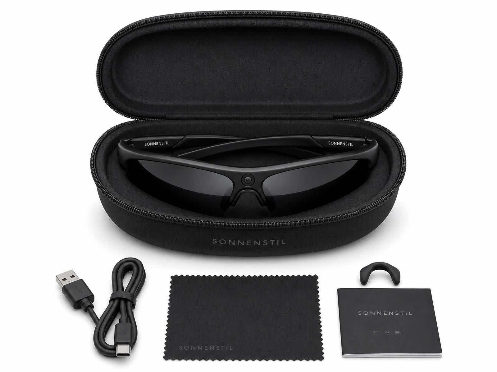 SONNENSTIL Cycling Kamera-Brille mit Schutzetui & Zubehör